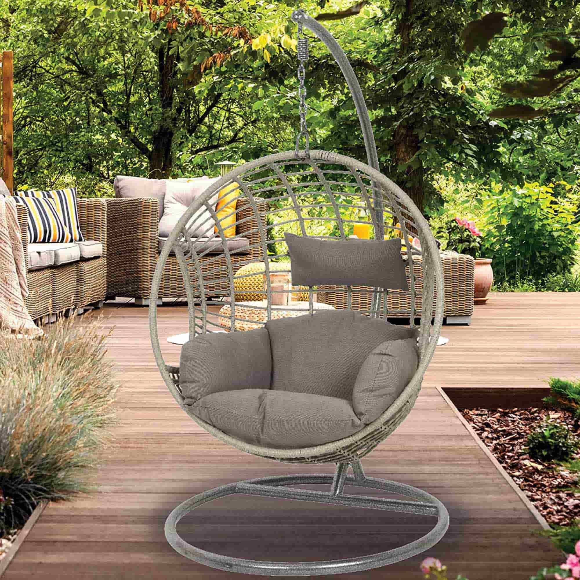 London Hanging Outdoor Egg Chair Grey Meubles