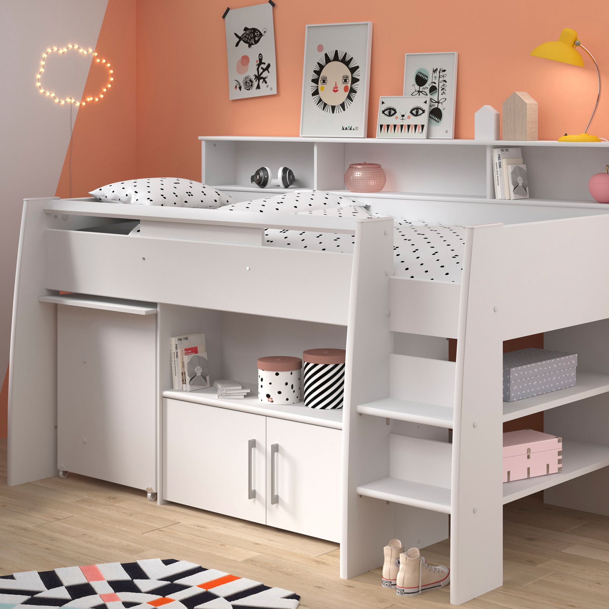Parisot Swan Midsleeper Bedroom System White