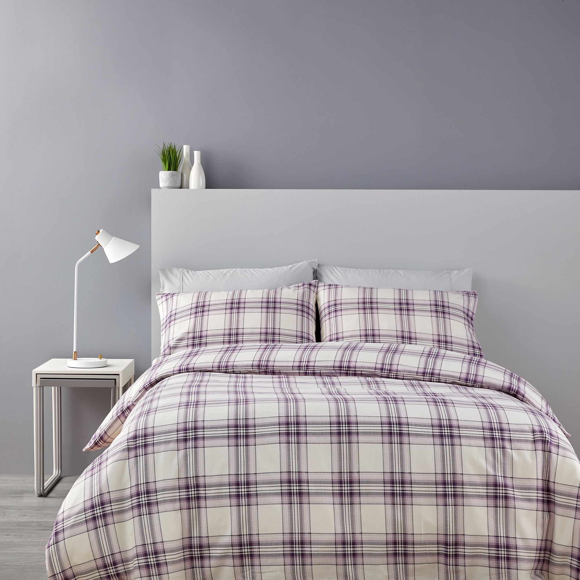 Christy Thurloe King Check Duvet Cover Set Lilac Duvet Covers