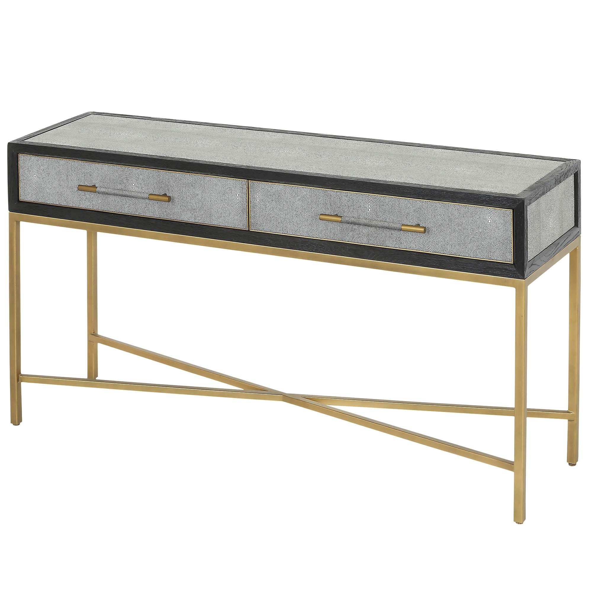 Mindy Brownes Hamilton Console Table Shagreen Gold With Gold Legs - Meubles