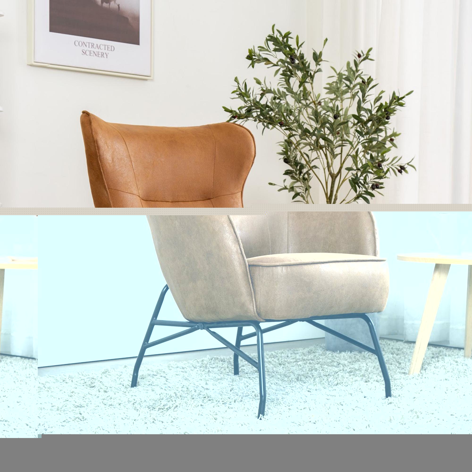 tan suede armchair