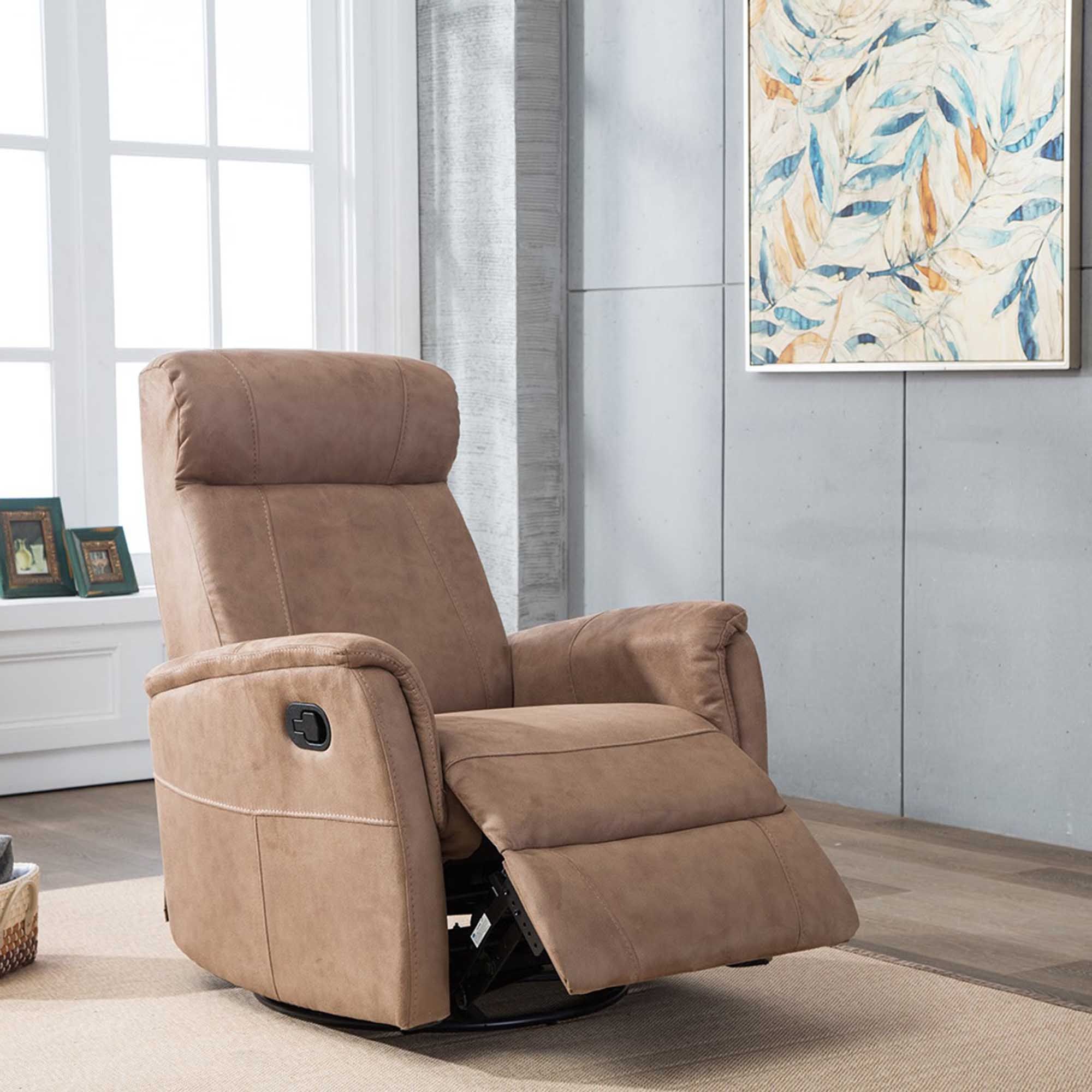 Maurice Manual Recliner Armchair Suede Look Fabric Sand - Reclining ...