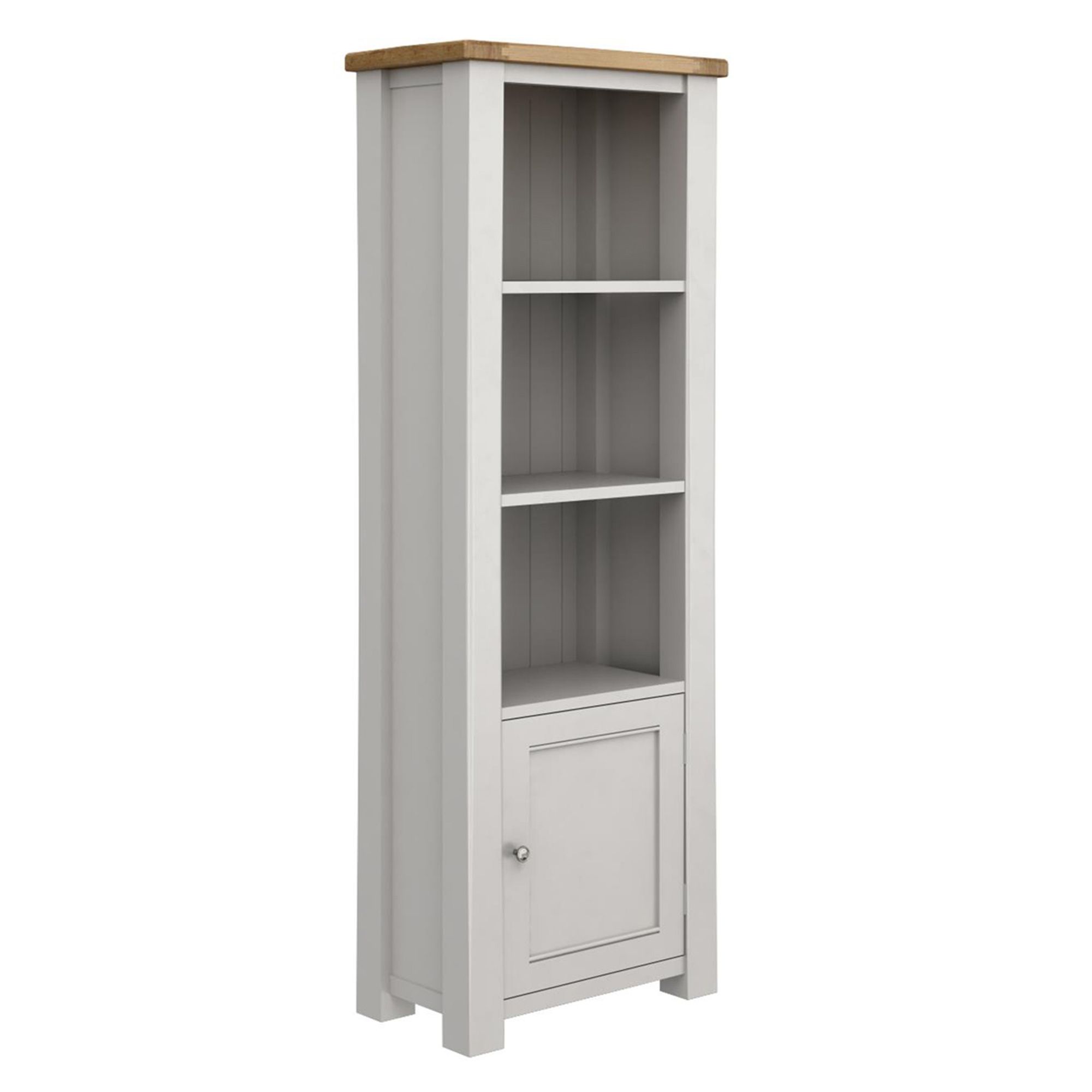 Colby Tall Bookcase Painted Grey & Oak Top - Bookcases & Wall Units ...