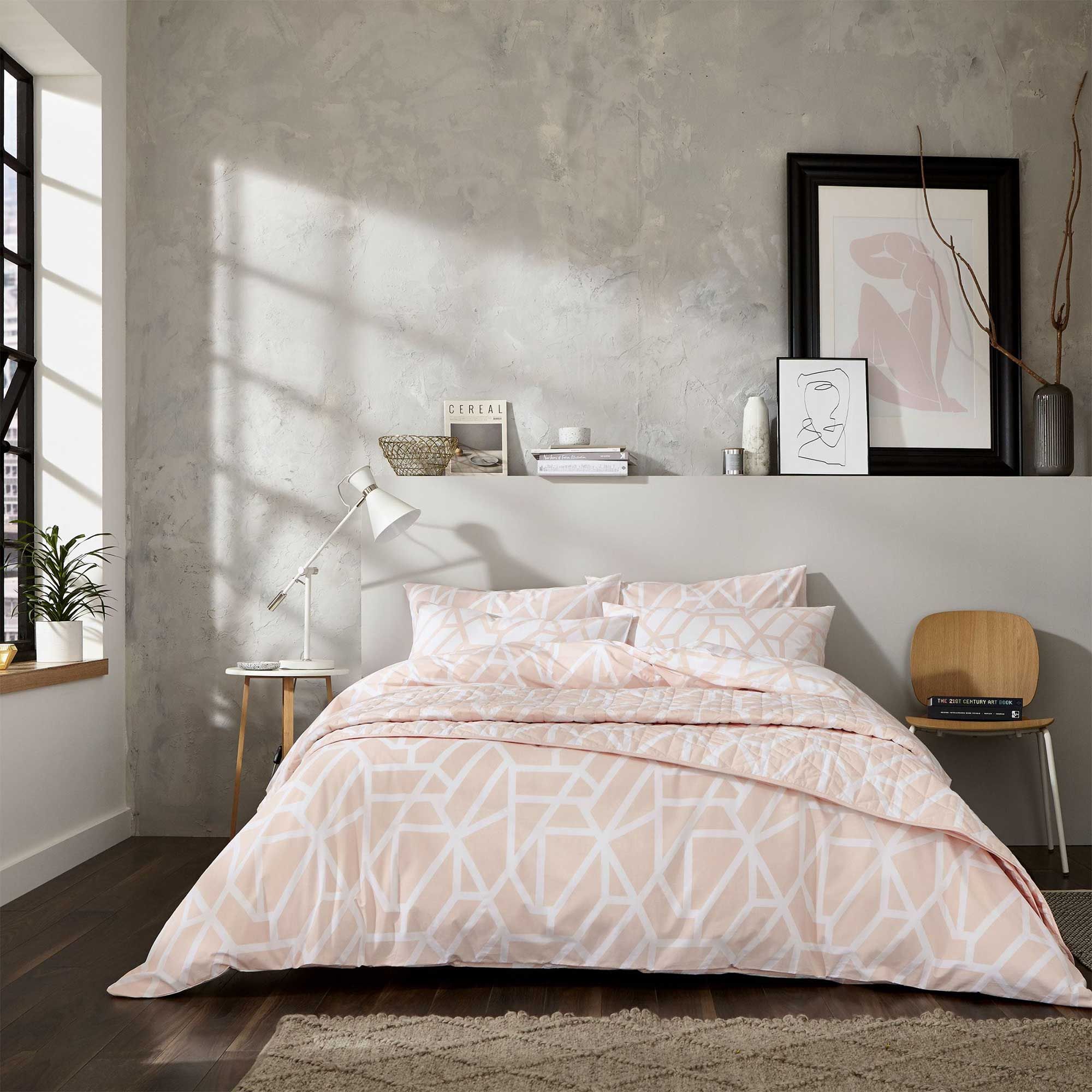 Dkny DKNY Modern Geo Reversible Duvet Cover Set Blush Duvet Covers