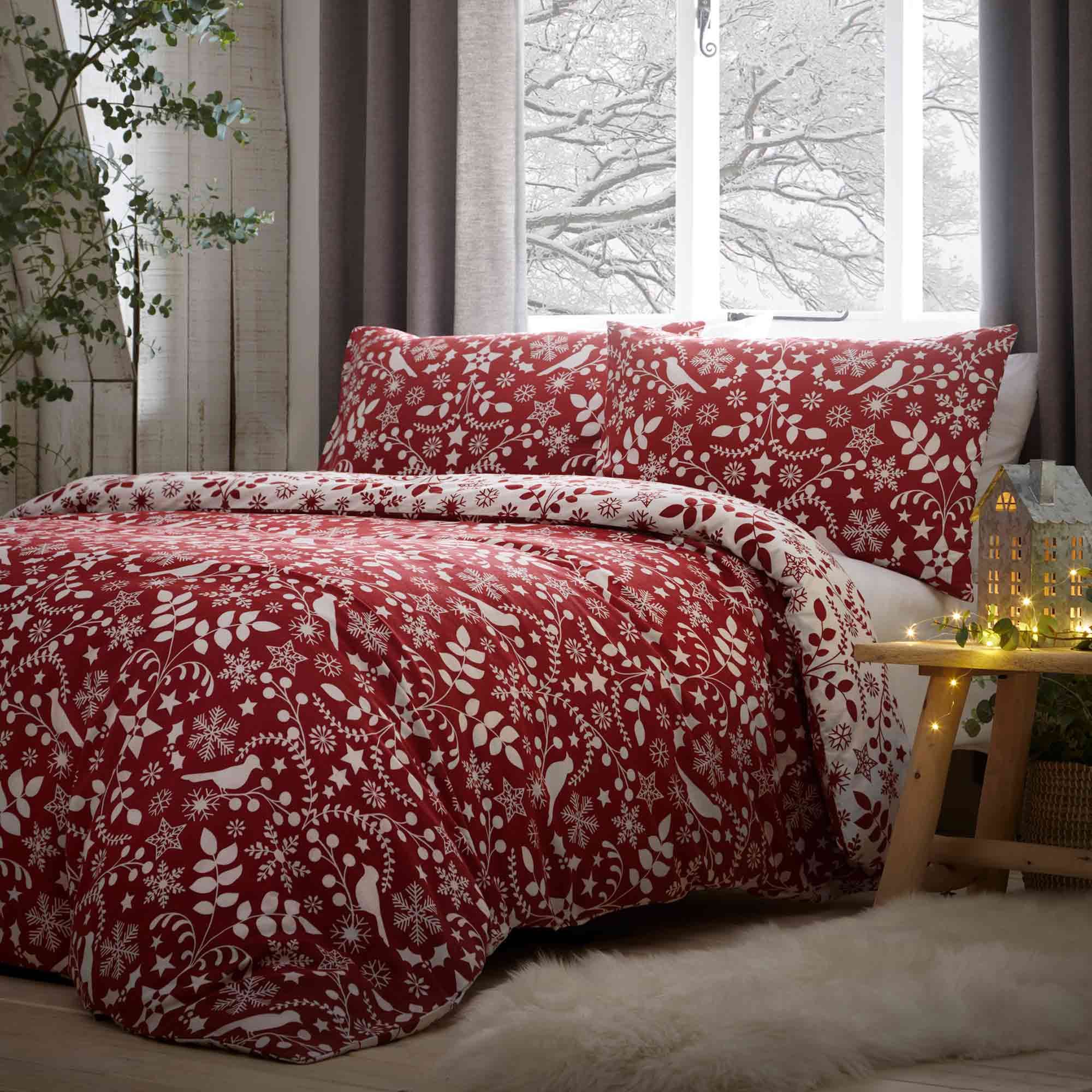 Fusion Christmas Nordic Reversible Duvet Cover Set Red Duvet Covers