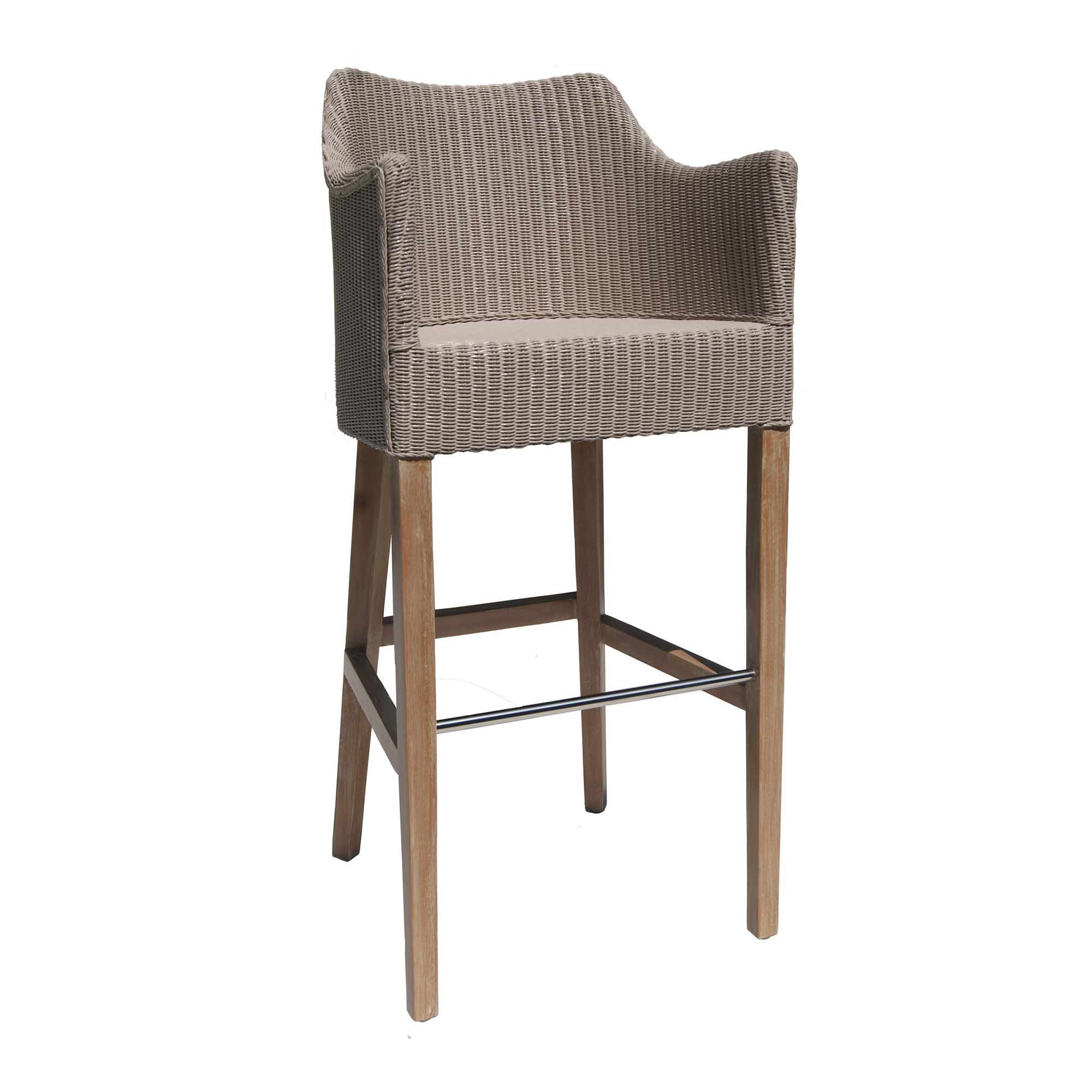 Georgia Loom High Bar Stool Stone With Beige Seat Pad - Counter Stools ...