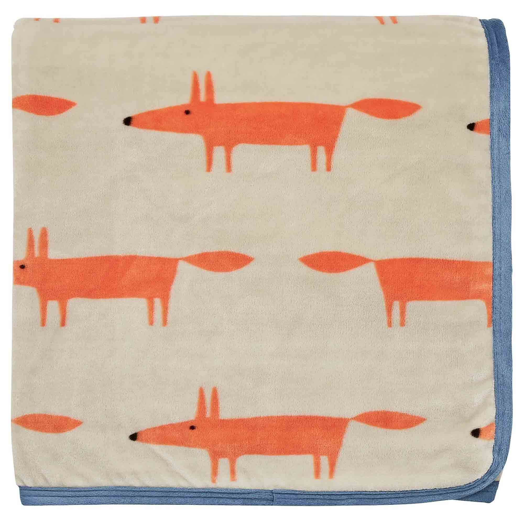 Scion Mr Fox Fleece Throw 140cm X 180cm Ivory & Orange - Throws - Meubles