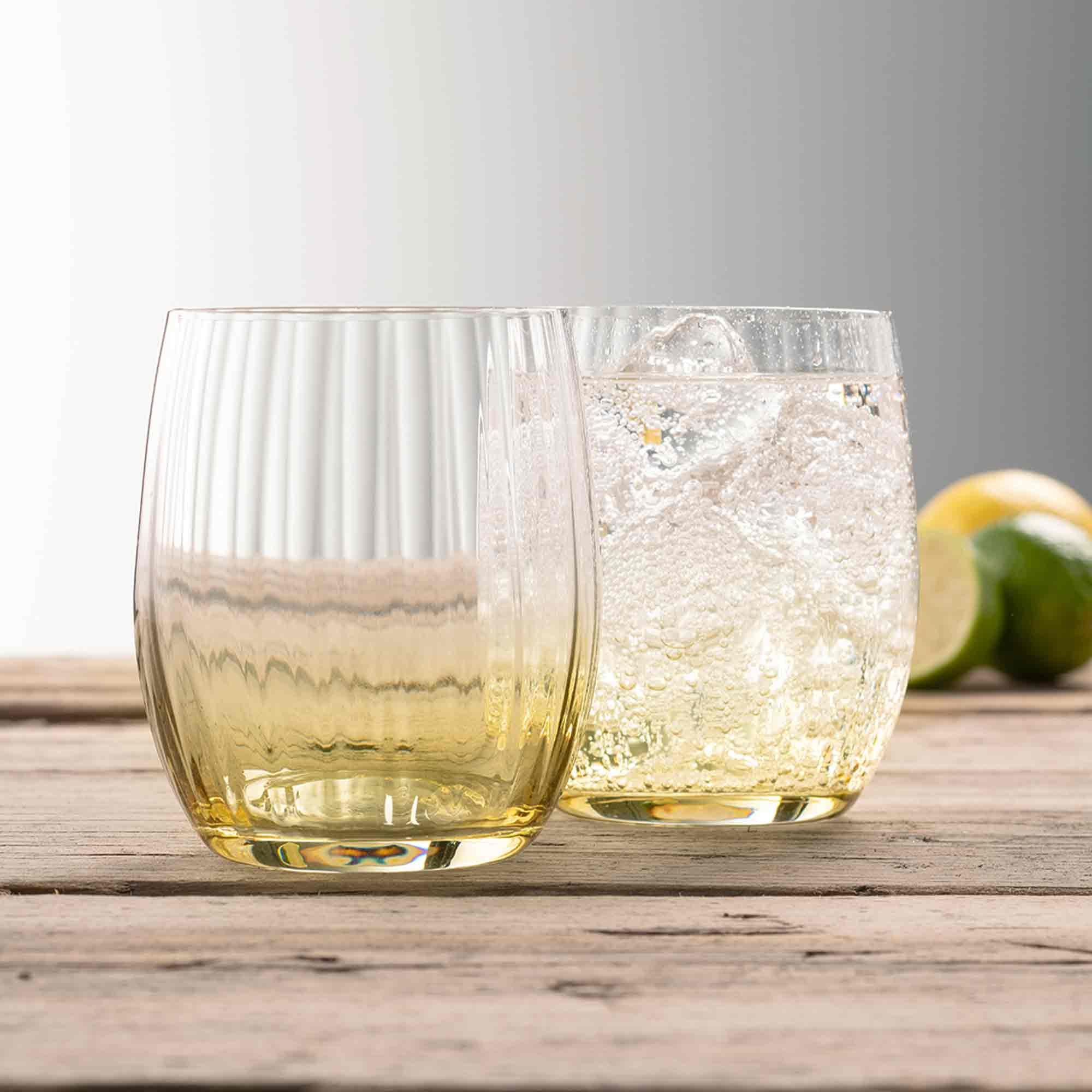 Galway Crystal Erne Tumbler Glasses Amber (Set Of 2) - Meubles