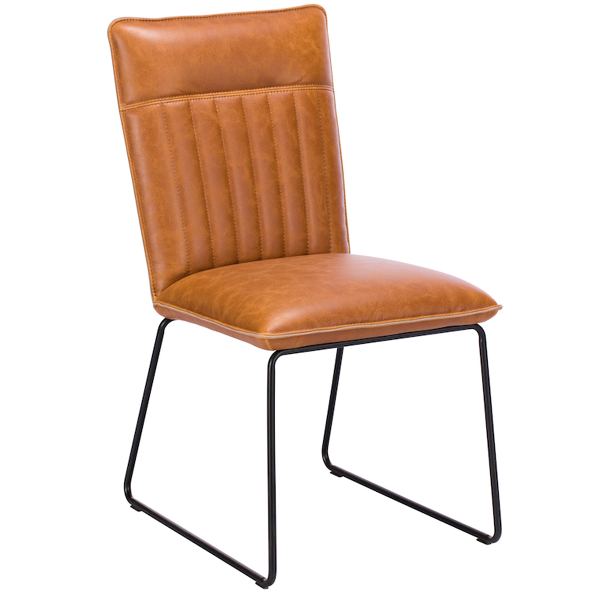 Tan brown leather on sale dining chairs