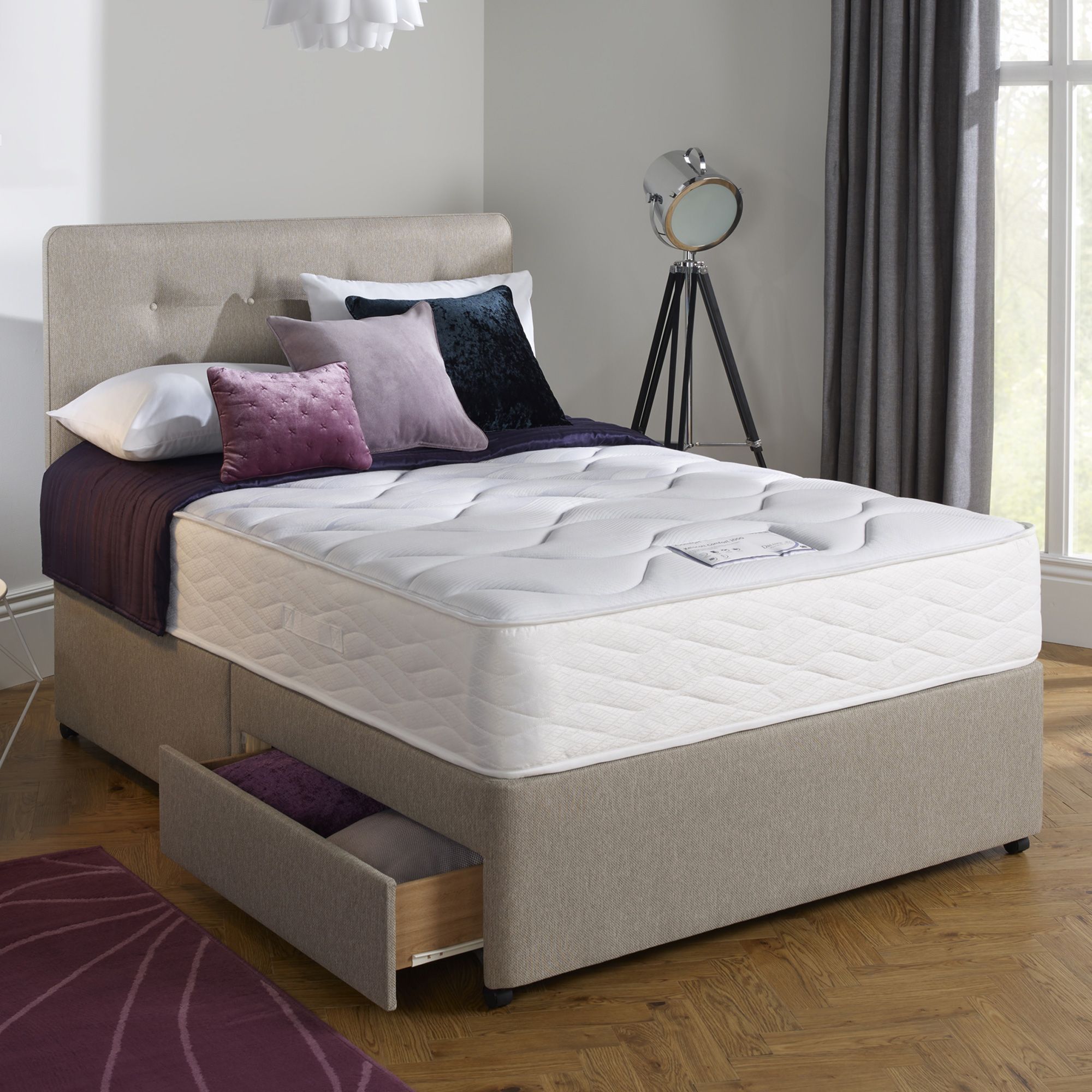 Dreamworld Kelmscott Comfort Double (135cm) Platform Top 2 Drawer Divan ...