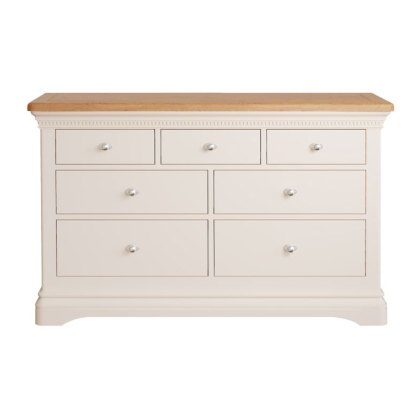 Bellingham 4+3 Drawer Chest of Drawers Painted Off-White With Oak Top