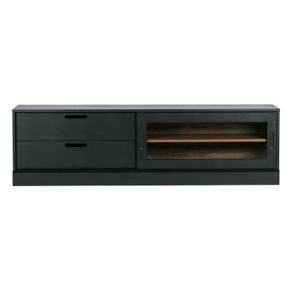 Dark wood and store black tv unit