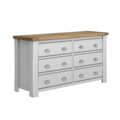 Colby 3 + 3 Drawer Chest Of Drawers Grey With Oak Top
