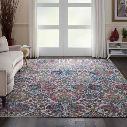 Ankara Global 06 Rug Ivory & Blue Multicoloured (Multiple Sizes)