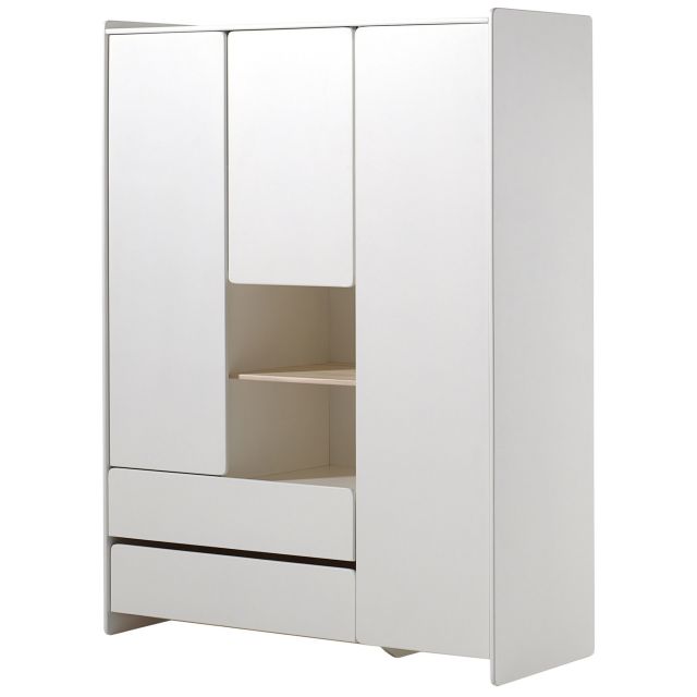 Vipack Kiddy Wardrobe 3 Doors 2 Drawers White Wardrobes Meubles