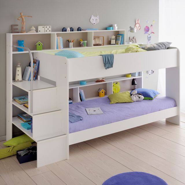 Parisot Bibop Bunk Bed White With Pink Acacia Interchangeable Panels