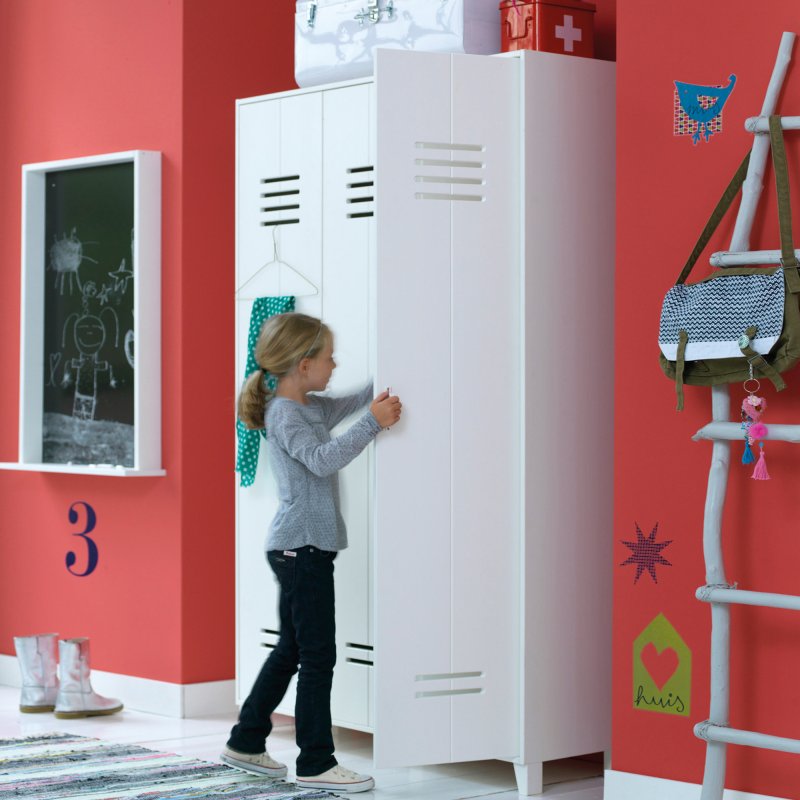 WOOOD Locker 3 Door Gym Locker Wardrobe White Meubles