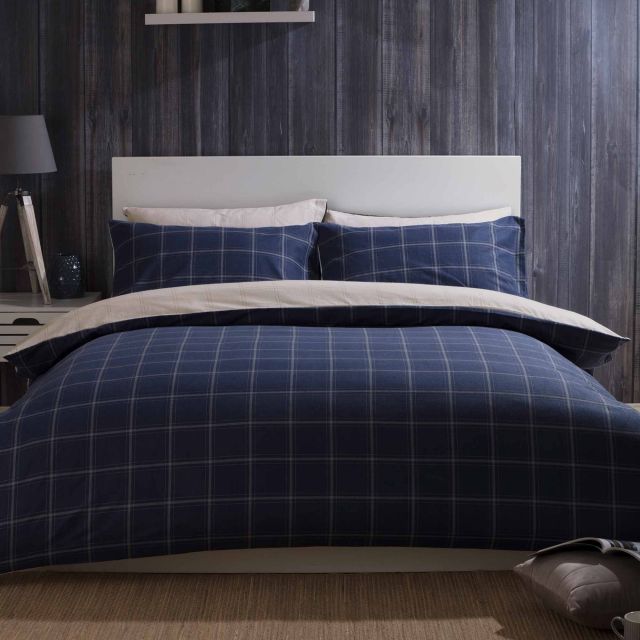 Belledorm Vail Reversible King Duvet Cover Set Navy Duvet Covers