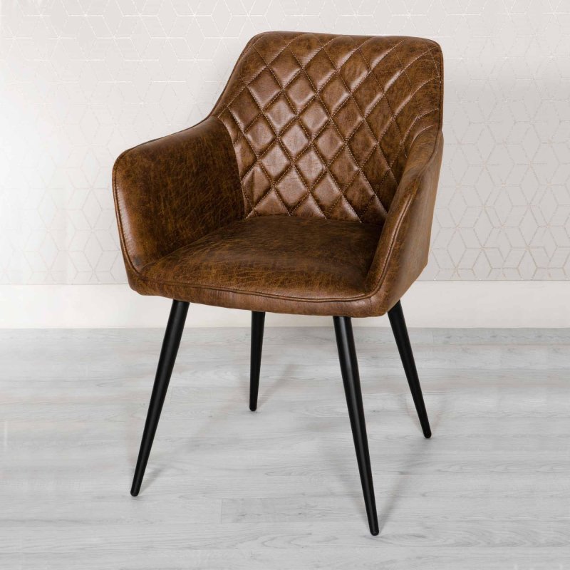 Faux leather deals quilted dining chairs