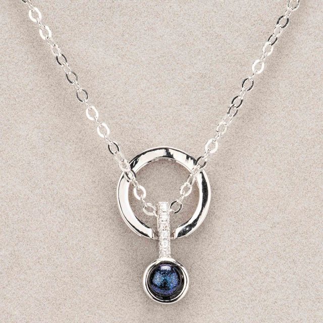 Newgrange Living Diamante Blue Stone Necklace Silver - Meubles