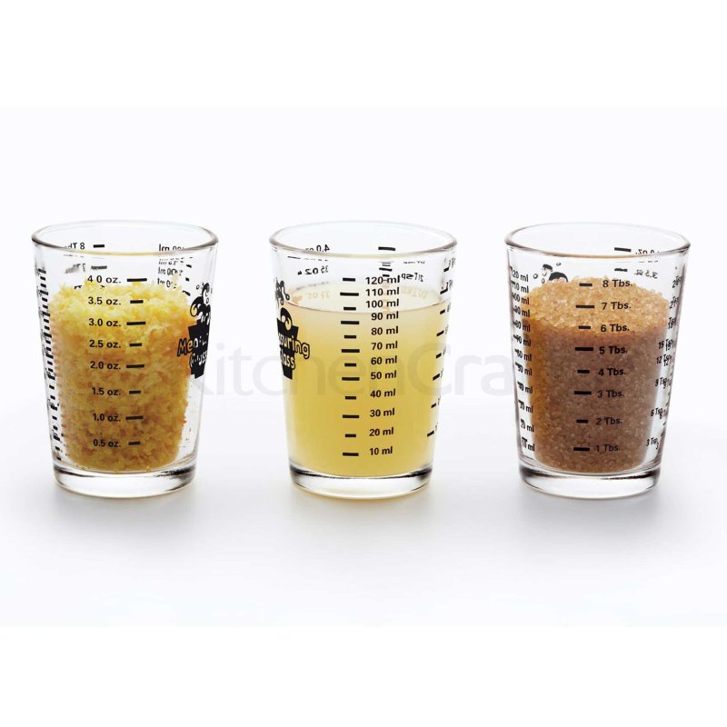 Kitchen Craft Glass Mini Measuring Jug - ml, Teaspoon, Shots, fl oz,  Tablespoon