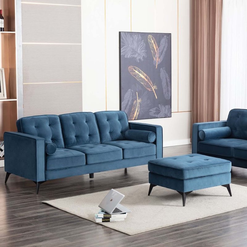 3 seater blue sofa