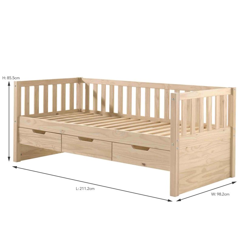 Pine captains online bed with drawers