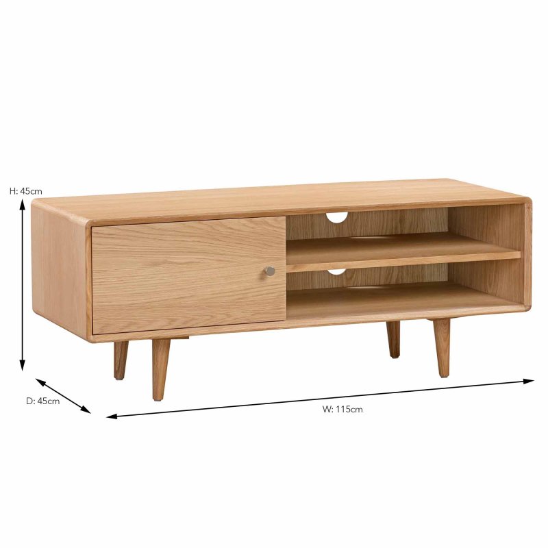 Narrow tv stand with shop drawers