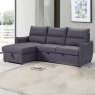 Hana 3 Seater Sofa Bed With Chaise Fabric Faux Suede Grey