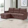 Hana 3 Seater Sofa Bed With Chaise Fabric Faux Suede Chestnut